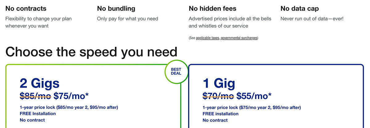 Fidium Fiber Internet Pricing